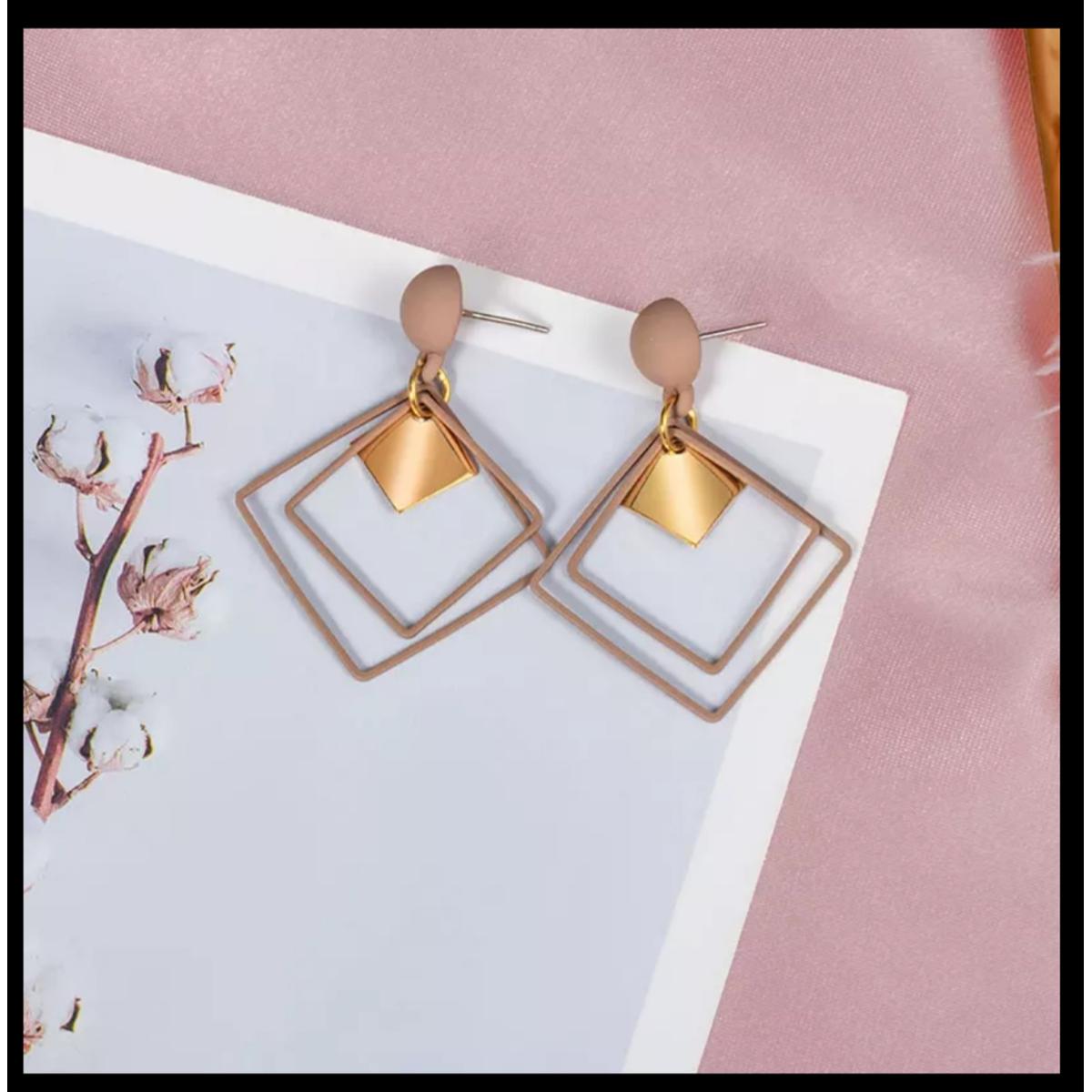 Korean Style Acrylic Pink Earrings for Women Beautiful Earrings for Girls Trendy Stylish Long Earrings