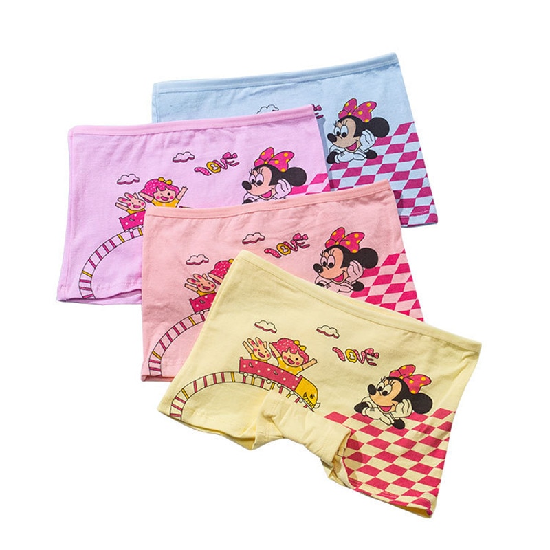 4pcs Girls Cartoon Boxes Children Cotton Underwear Cute Printing Panties  Kids Short Panties Girl Underpants Briefs Size 2T-10T