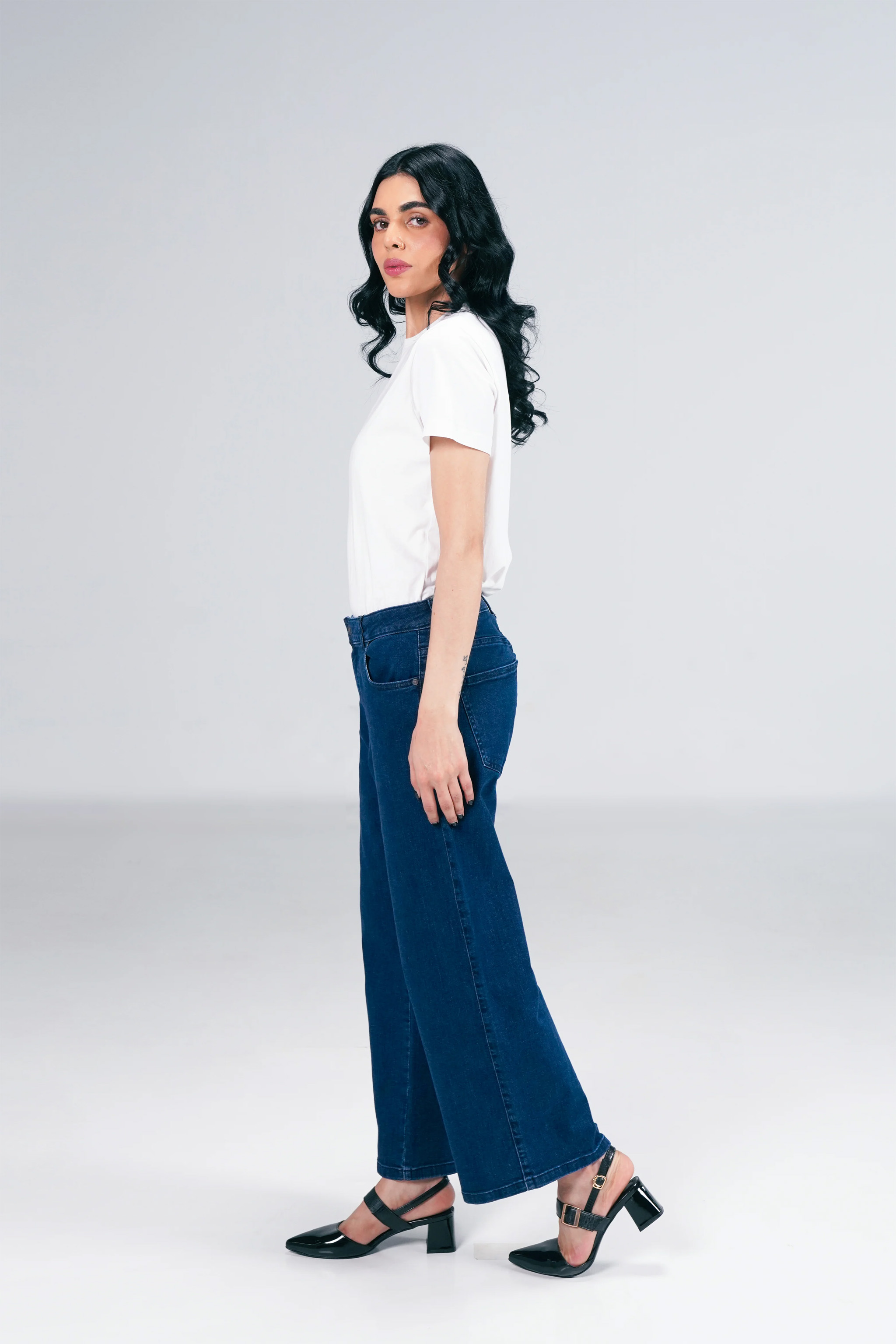 Rockstar Jeans - Reverie Palazzo Dark Blue Jeans For Women - Denim Full Pant For Women