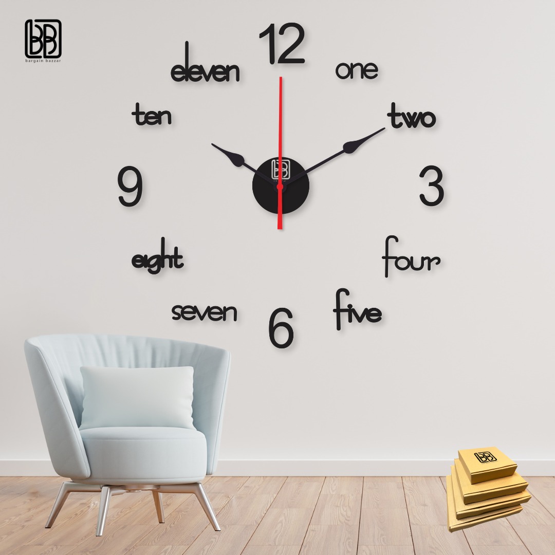 BB Bargain bazzar Wall Clock 3D Wooden Watch DIY Design Decoration