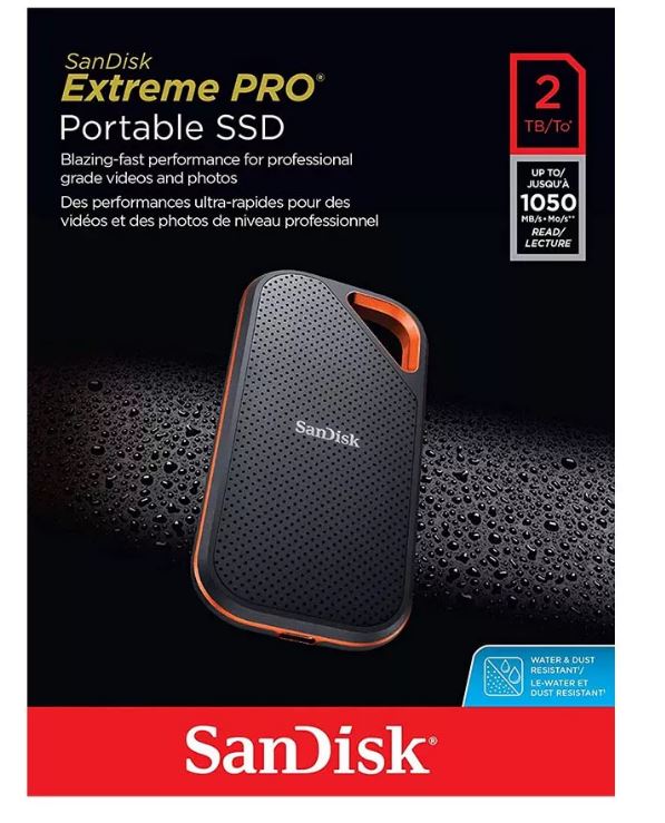 SanDisk Extreme Portable SSD External SSD 2TB Up to 1050MB/s USB-C