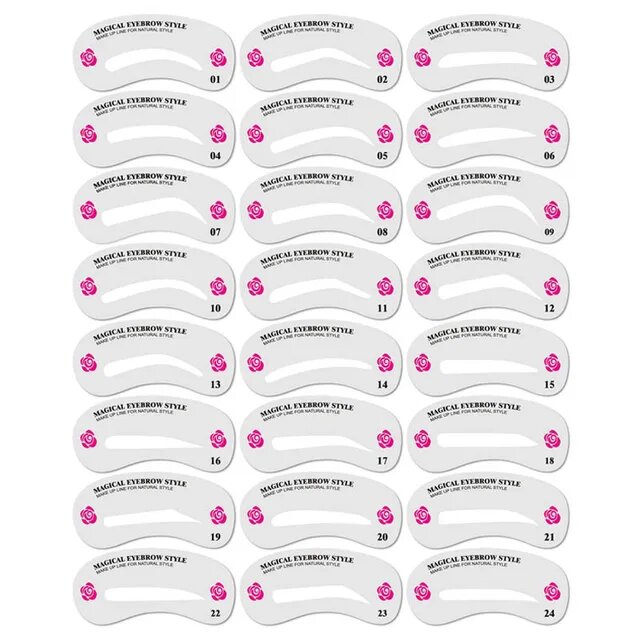 24Pcs/Pack Eyebrow Stencil Kit Reusable Eyebrow Template Card Eye Makeup Beauty Tools Set