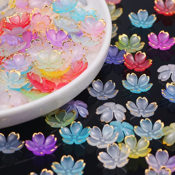 50/20pcs Acrylic Flower Beads 19mm | Colorful Floral Beads for DIY Jewelry Making & Craft Projects