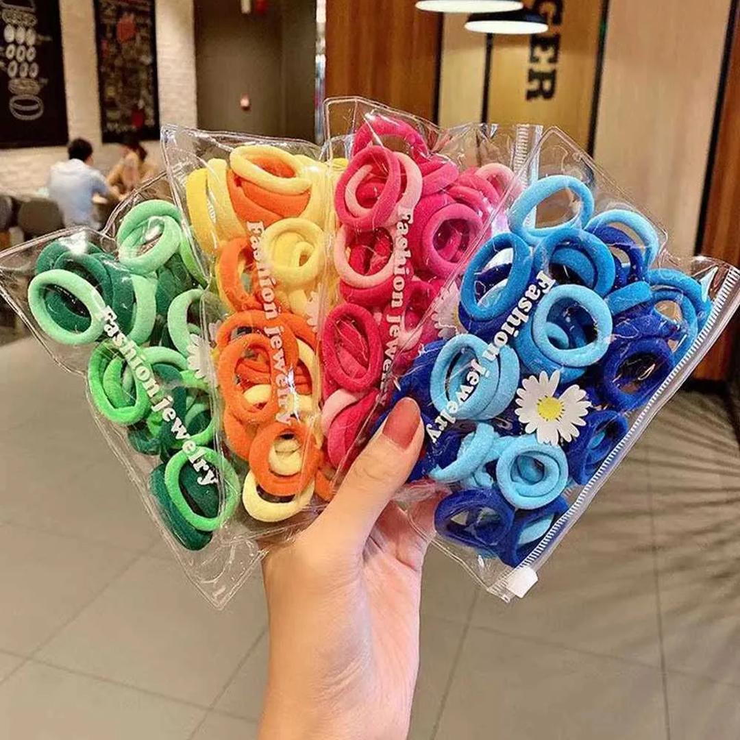 Pack of 6 Multicolor hair pony for girls Colorful Pony Seamless Hair Rubber Bands for Women Stylish Hair Ties for Girls Basic Nylon Elastic Rubber Band Seamless Cotton Hair Bands, Colorful Hair Ties Ponytail Holders Girls Ponytail Holder