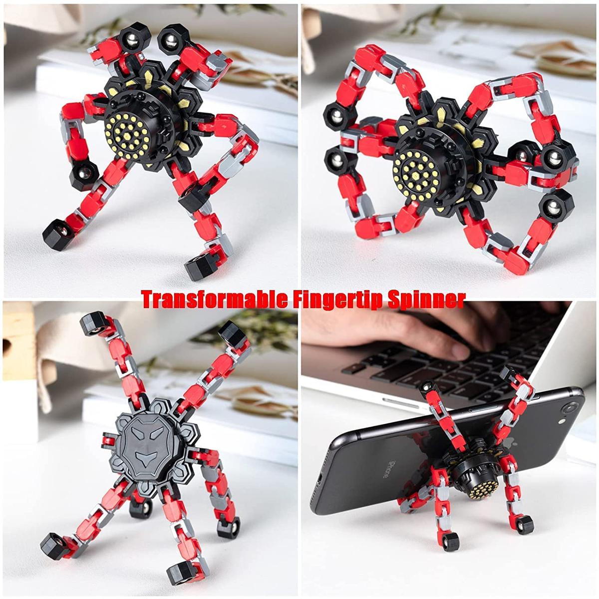 Fingertip Mechanical Top, Gyro Spinning Top Toy, Transformable Creative Chain Mechanical Gyro Robot Toy, Sensory Fidget Toys, Stress Relief and Anti Anxiety Toys for Adult and Kids