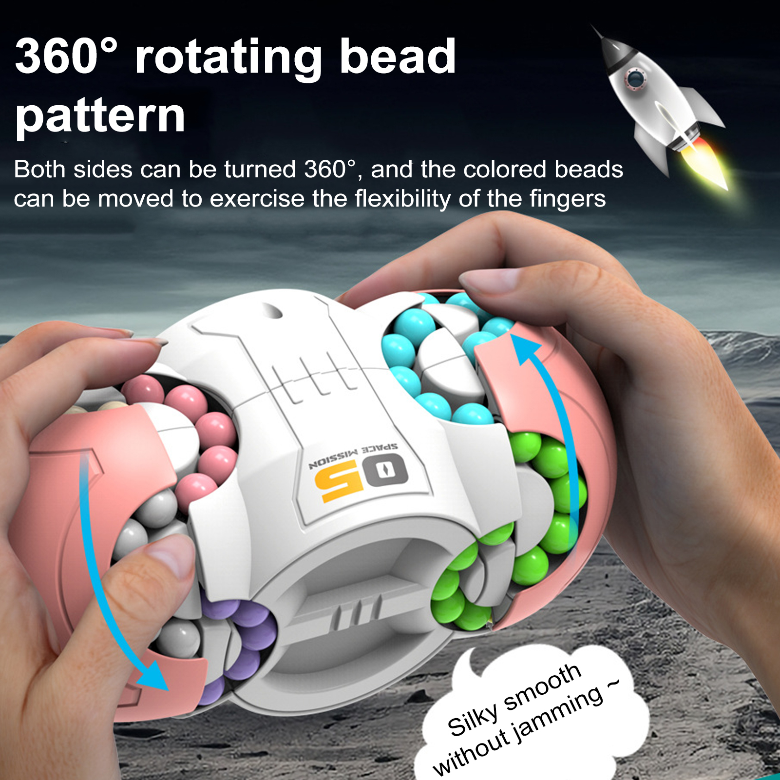 Stress Relief Bean Cube Toy Rotating Bean Cube Spinner Toy Stress Relief Fidget Sensory Toy For Adults Kids Educational Handheld Bead Puzzle Spinning Cube Perfect Gift