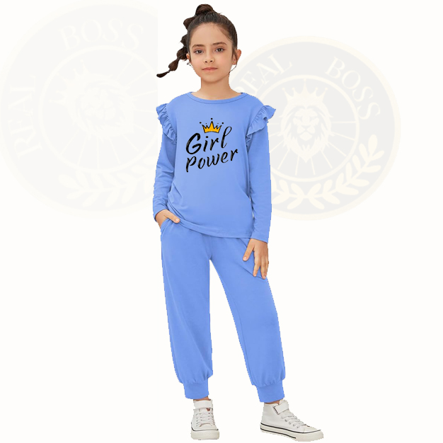 Girl Power Printed 2 Piece Outfits Stylish Tracksuit Full sleeve T-shirt and trouser Kids Clothing Set for girl