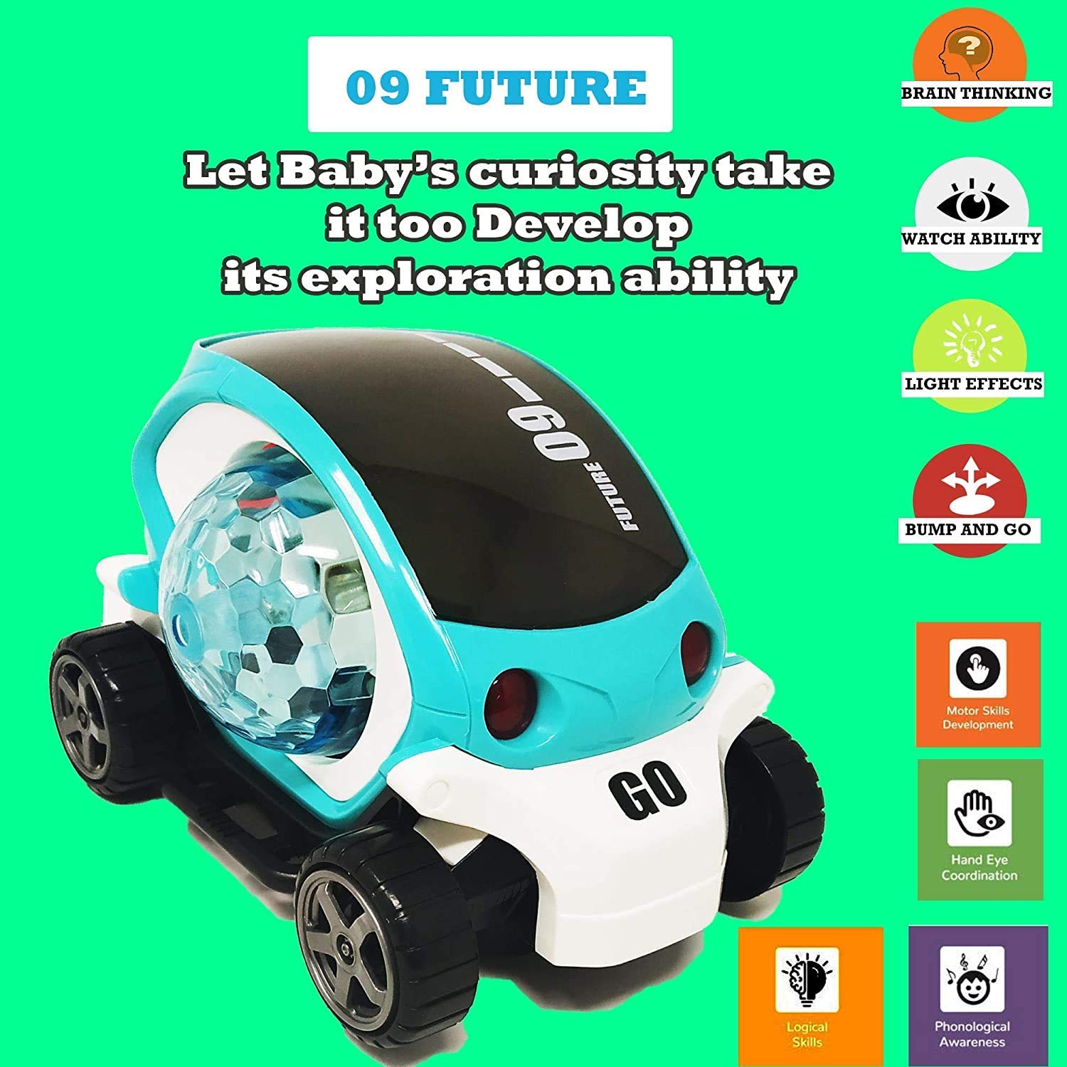 360 Roution 09 future car Beautiful musical car with blinking light toy for kids Didai (boys and girls)