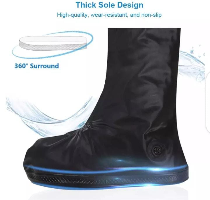 Rain + Dirt Protection Shoe Cover for Reusable & Foldable Long Boot Covers, Overshoes Wear for Travelling, Motorcycle, Cycling, Riding For Both Men and Women - Eastern Mall