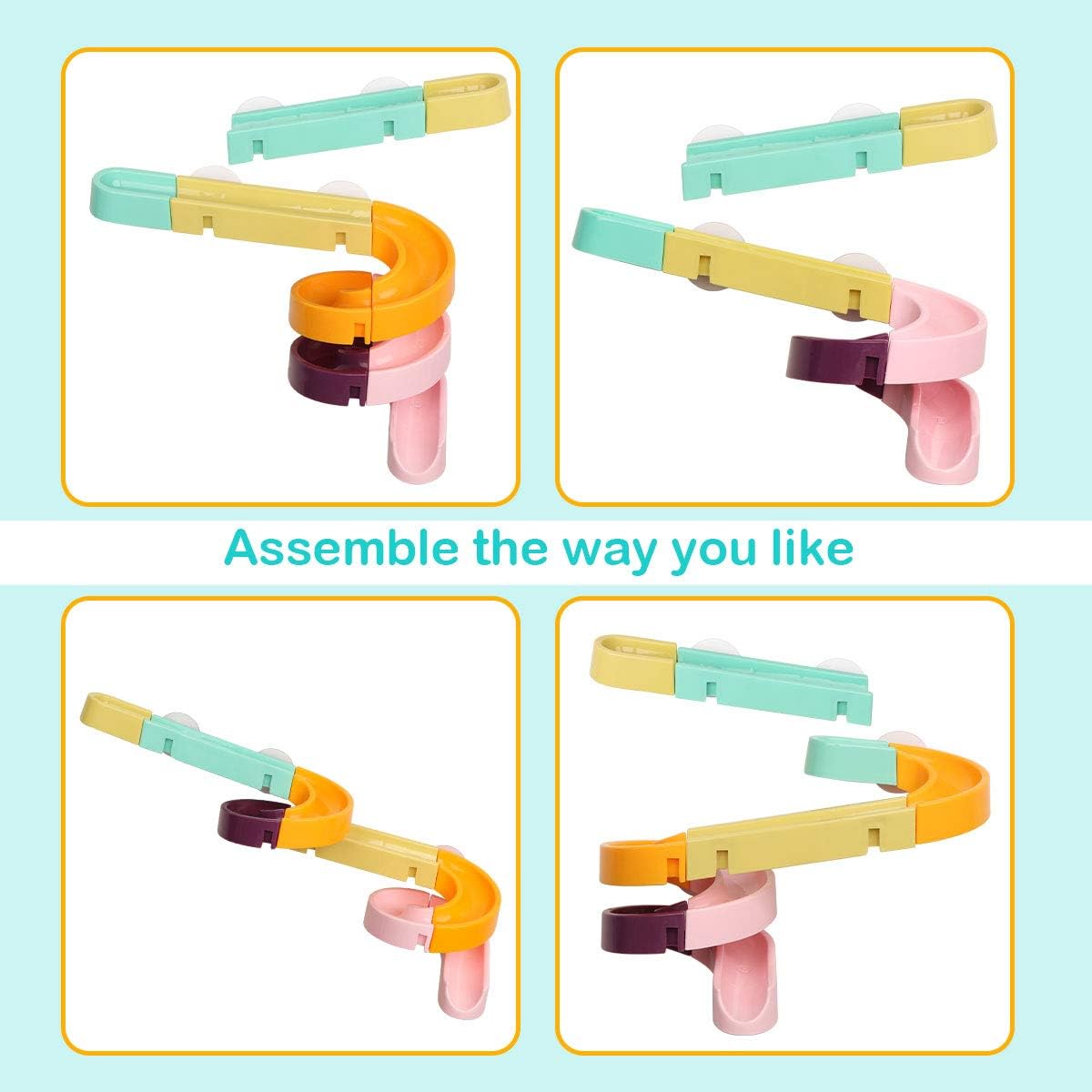 Children'S Bath Toys Set, 24Pcs Diy Slide Waterfall Track Stick With Suction Cup And Wheels Water Ball Shower Floating Bathtub Toy Summer Children Bathtub Gift For Kids Boys Girls