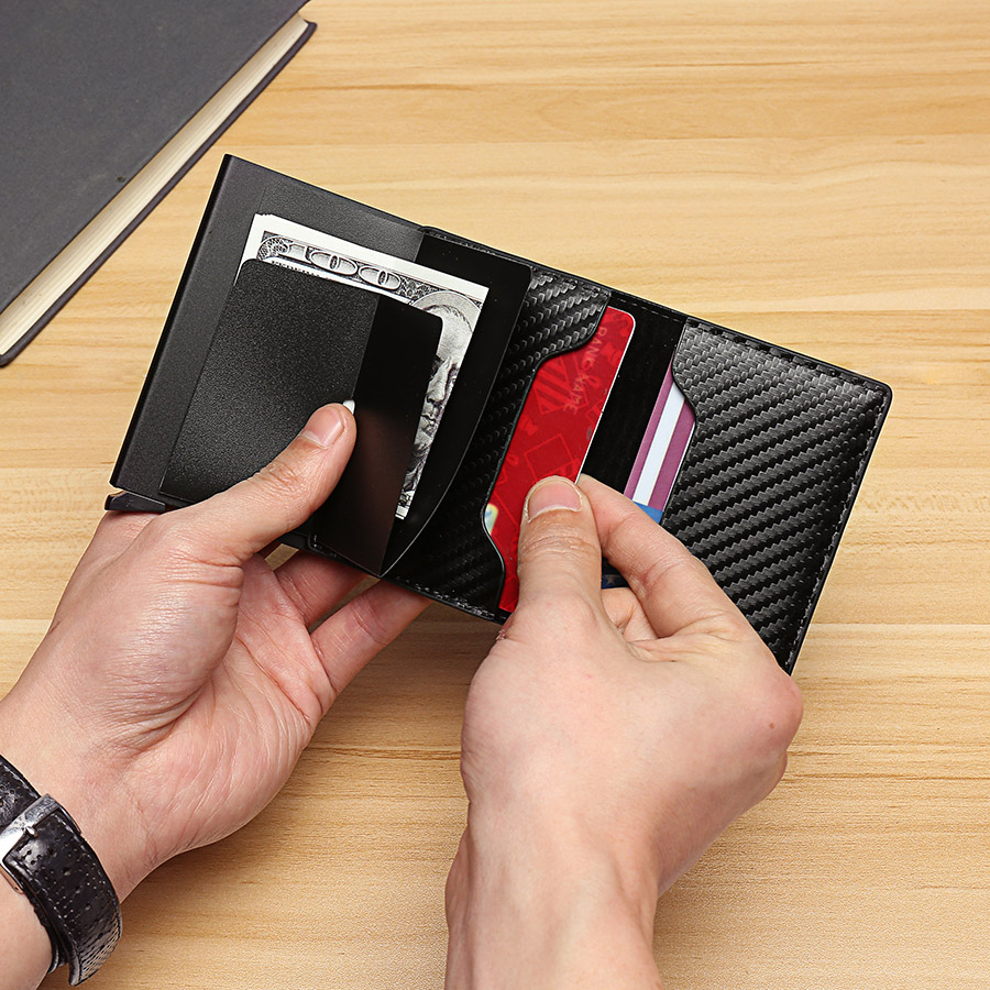 Generic Wallet for Men Brown Leather All Season RFID Blocking Pop-Up