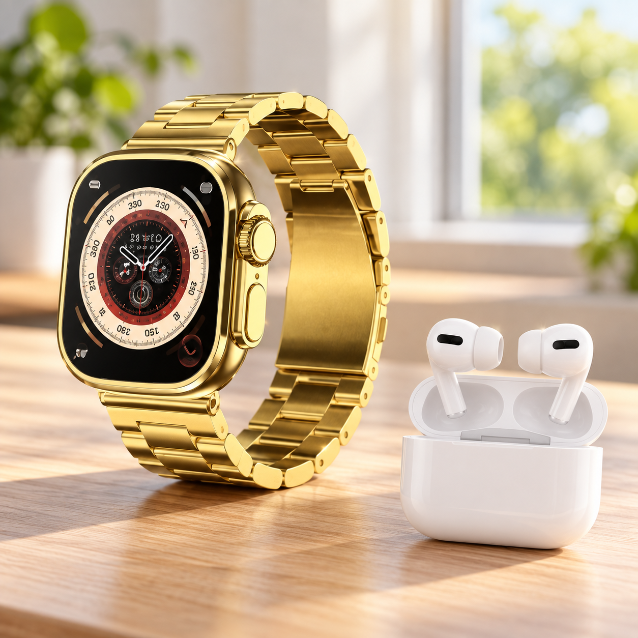 Ultra 3 Gold Smart Watch & Earbuds Combo