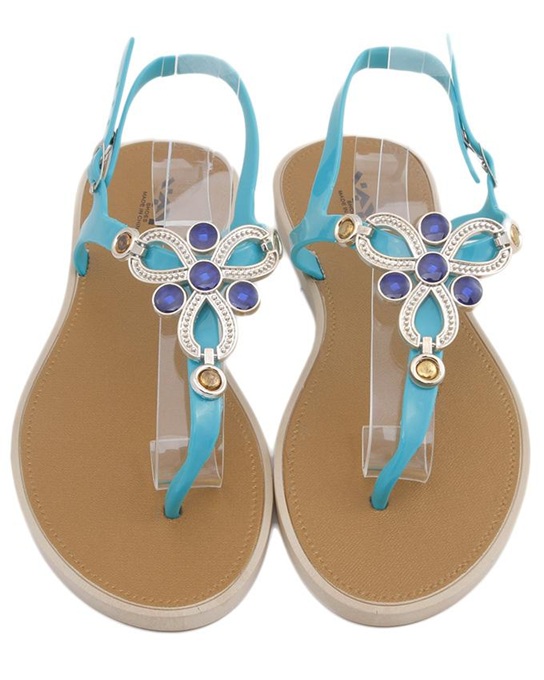 Maya Traders Sea Green Imported Italian Design Fancy Women's Stylish Flat Sandals - Comfortable Party & Casual Wear - E10