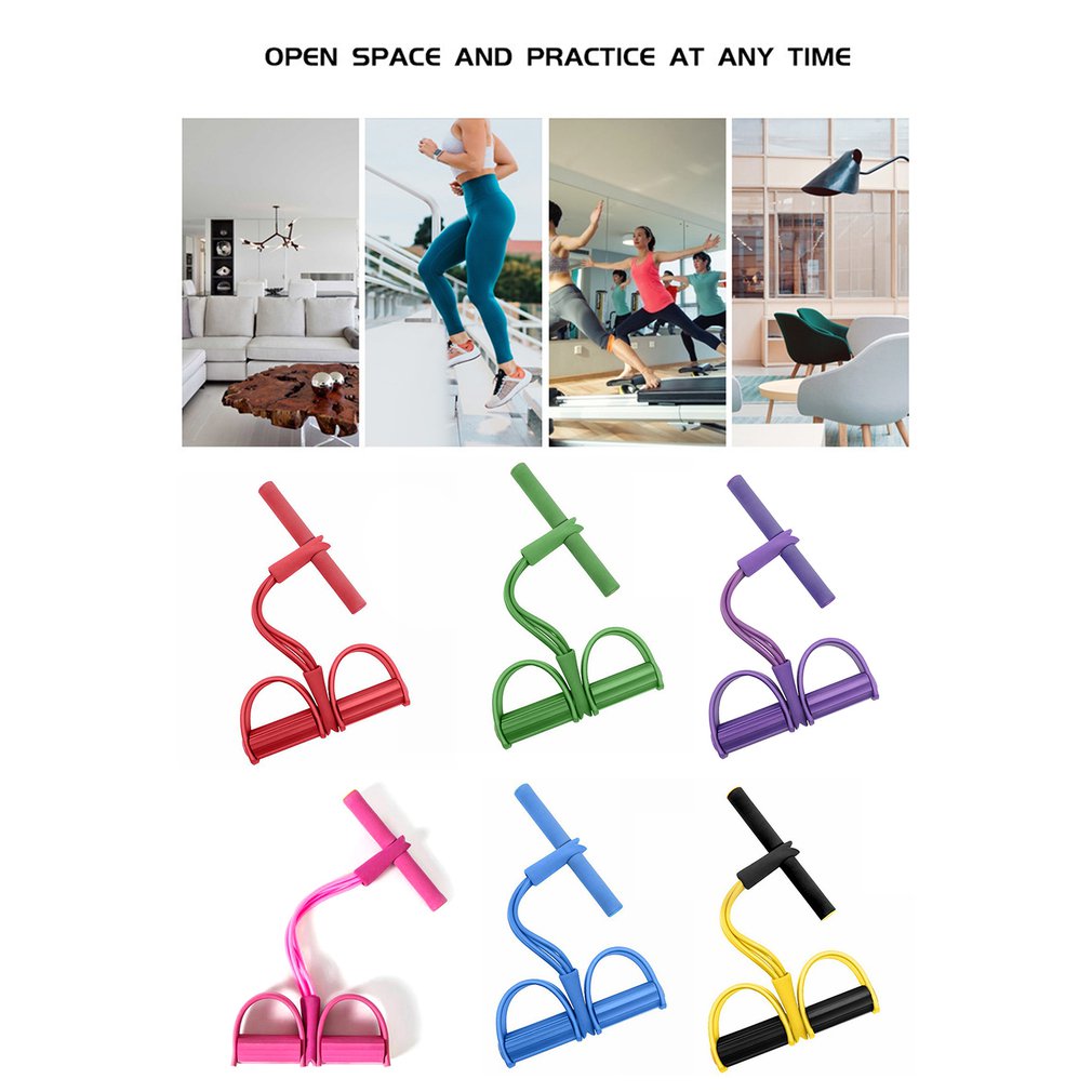 Multifunction Tension Rope Pedal Puller Legs Exerciser Yoga Rally Fitness Exercise Four Stretcher Pedal Leg Spring Rally