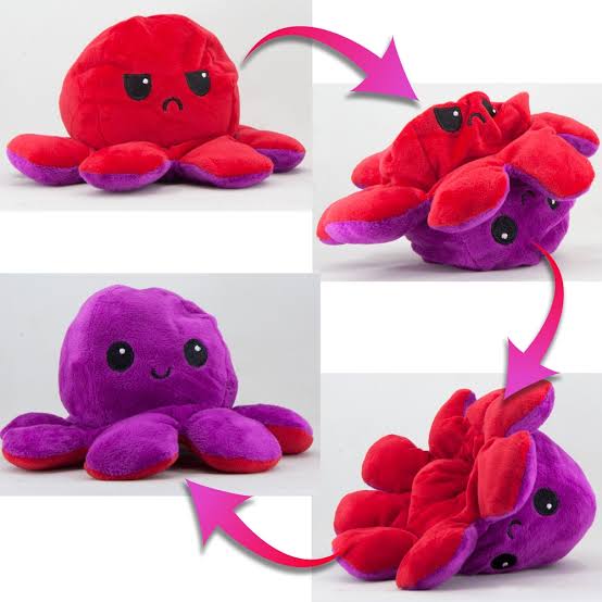 Reversible Octopus Plush Toy – Mood Flip Stuffed Soft Toy for Kids | Cute & Cuddly Gift for toddlers