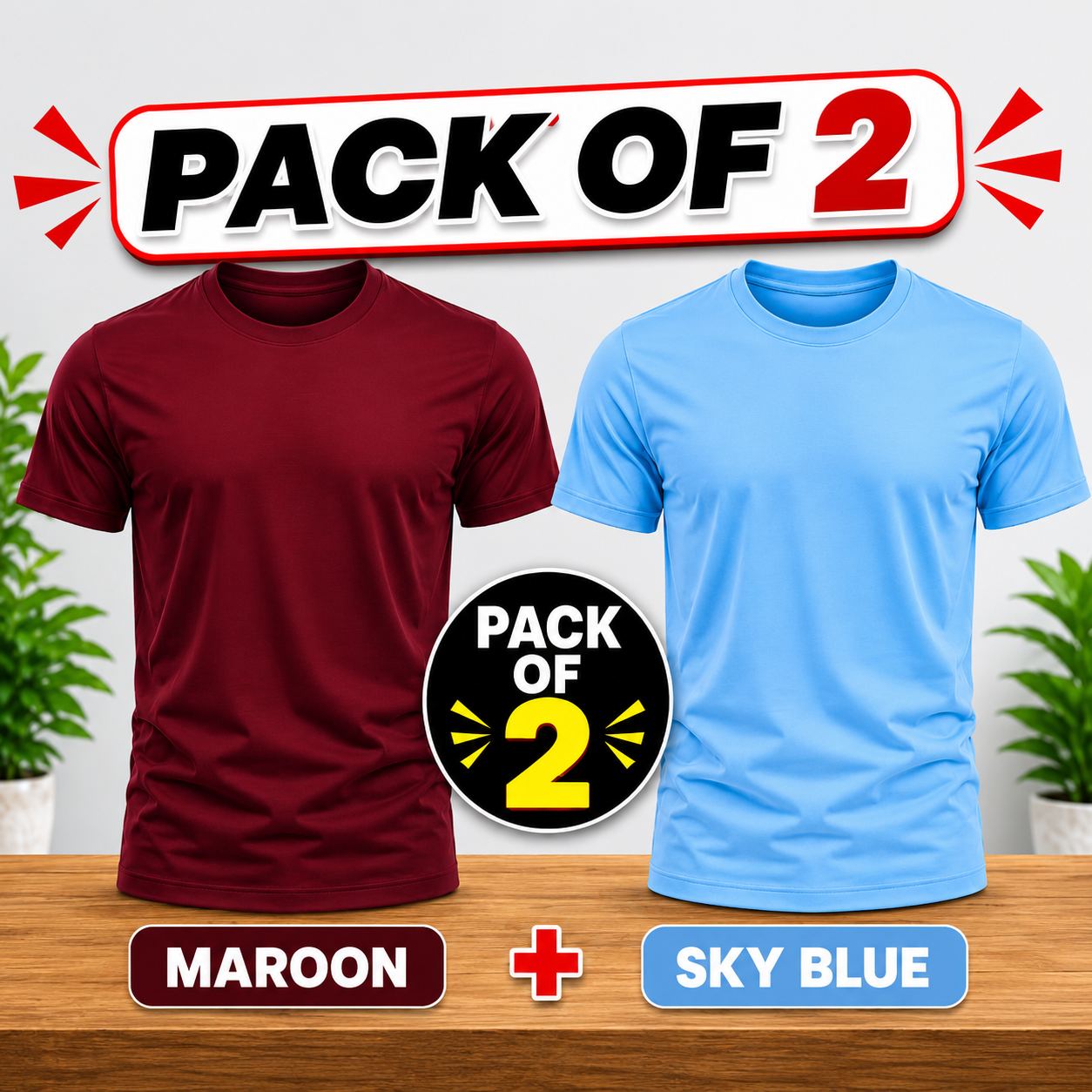 Pack of 2 Men'S Casual Short-Sleeve Tshirt for Men-Round-Neck Top, Comfortable for All Seasons, Regular Fit for Everyday Summer Tshirt For Boys/T Shirt For Girls,