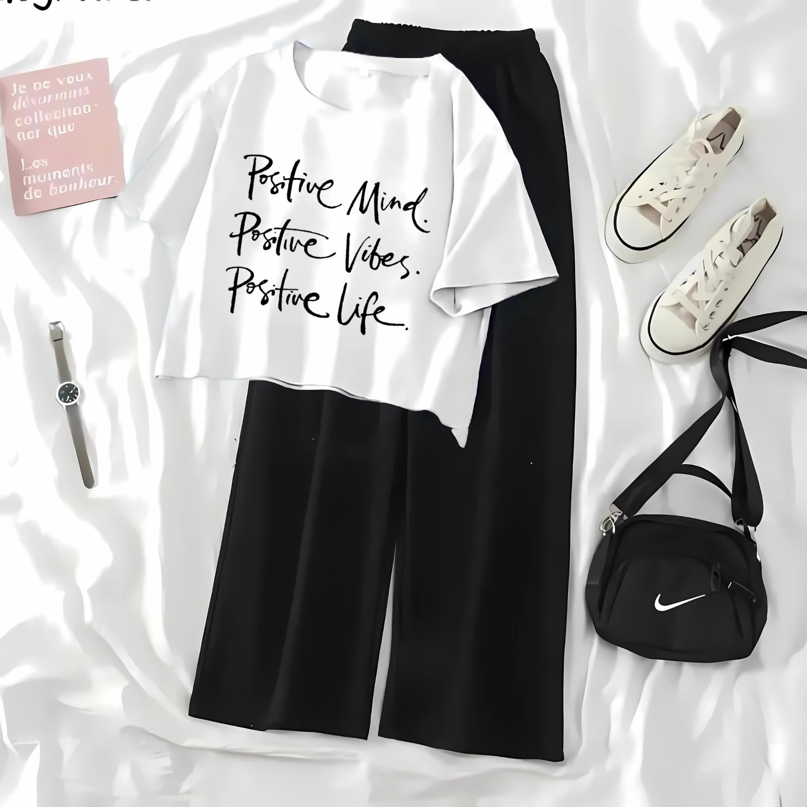 Soft and Comfortable Crop Top T-shirt with Flapper Trouser Combo for Women and Girls