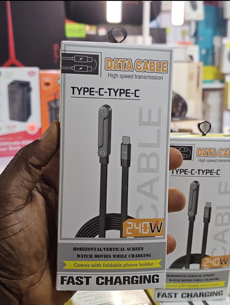 Super Fast Charging PD 240W With Stand Charging High Speed Data Transfer Nylon Braided Cable Tangle Free Cable Mobile Laptop Charging  240W Type C Cable Type C to Type C Cable Fast Charging Cable 240W PD Cable Data Cable Type C`