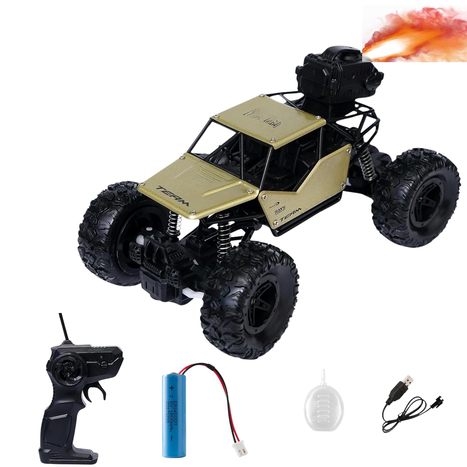 Monster Truck Remote Control Car with Smoke RC Toy for Boys High Speed 1:18 Die-Cast Remote Control Toys For Kids Off-Road Racing Truck