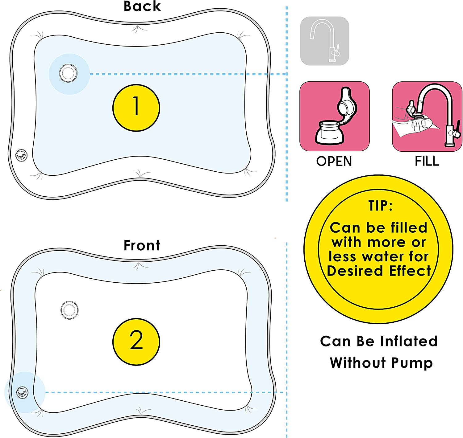 Inflatable Tummy Time Mat, Premium Baby Water Play Mat for Infants and Toddlers for 3 to 24 Months, Strengthen Your Baby's Muscles