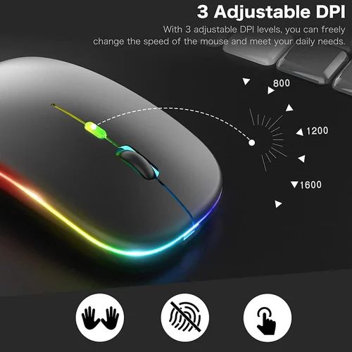RGB WIRELESS MOUSE RECHARGEABLE 2.4GHZ + Bluetooth WITH ADJUSTABLE DPI
