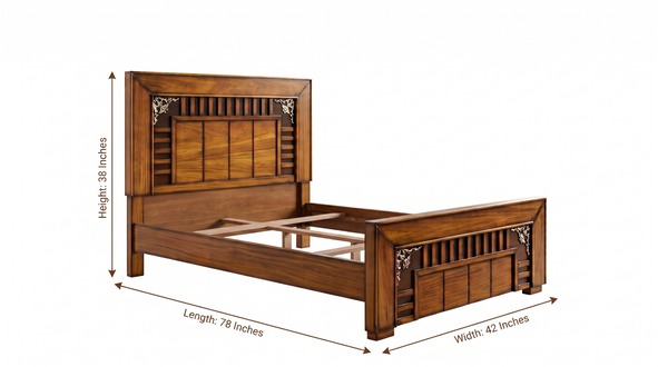 Woodex Furniture Single Bed – Solid Kikar Wood Wooden Bed | Modern King-Style Single Bed | Strong & Durable Bed Frame | 78×42×38 Inches