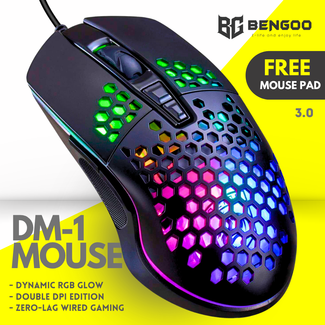 RGB Honeycomb Gaming Mouse USB Wired 6400 DPI | Ultra Lightweight 7 Programmable Macro Buttons Optical Mouse 16.8M Color Backlit Breathable Mesh Mice Ergonomic Grip for Desktop PC Computer Laptop Gamer Battlestation Streamers – One Click Pick