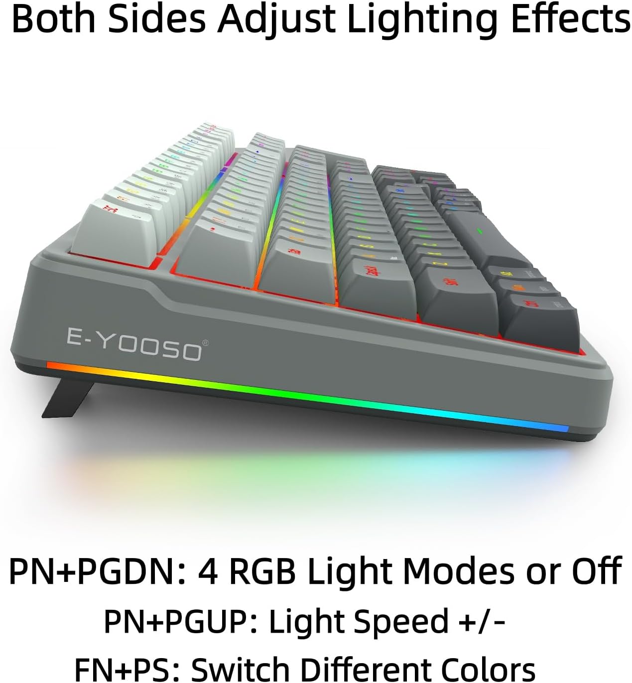 E-YOOSO Z-99 Tri-Mode Wireless Mechanical RGB Gaming Keyboard 99 Keys Silver Wood Hot Swappable Switches Gasket Design Gradient Grey 21 38b5036eb73a7f9d465ac639f2786ea6