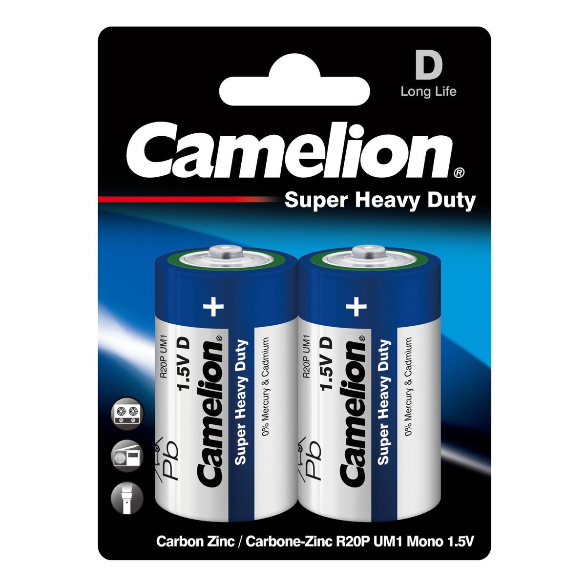 Camelion super heavy duty batteries - R20 D size (2 batteries)