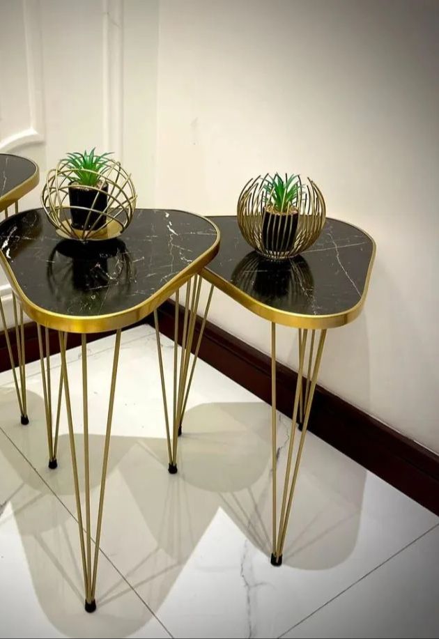 1 Pcs / Set of 3 Round Coffee Table HIGH Gloss Nesting End Tables - Round Wood Stacking Coffee Side Accent Tables with Metal Legs for Living Room, Home Office, Nightstands for Bedroom, Sturdy Easy Assembly - 3 Piece Modern Nesting Table Living Room