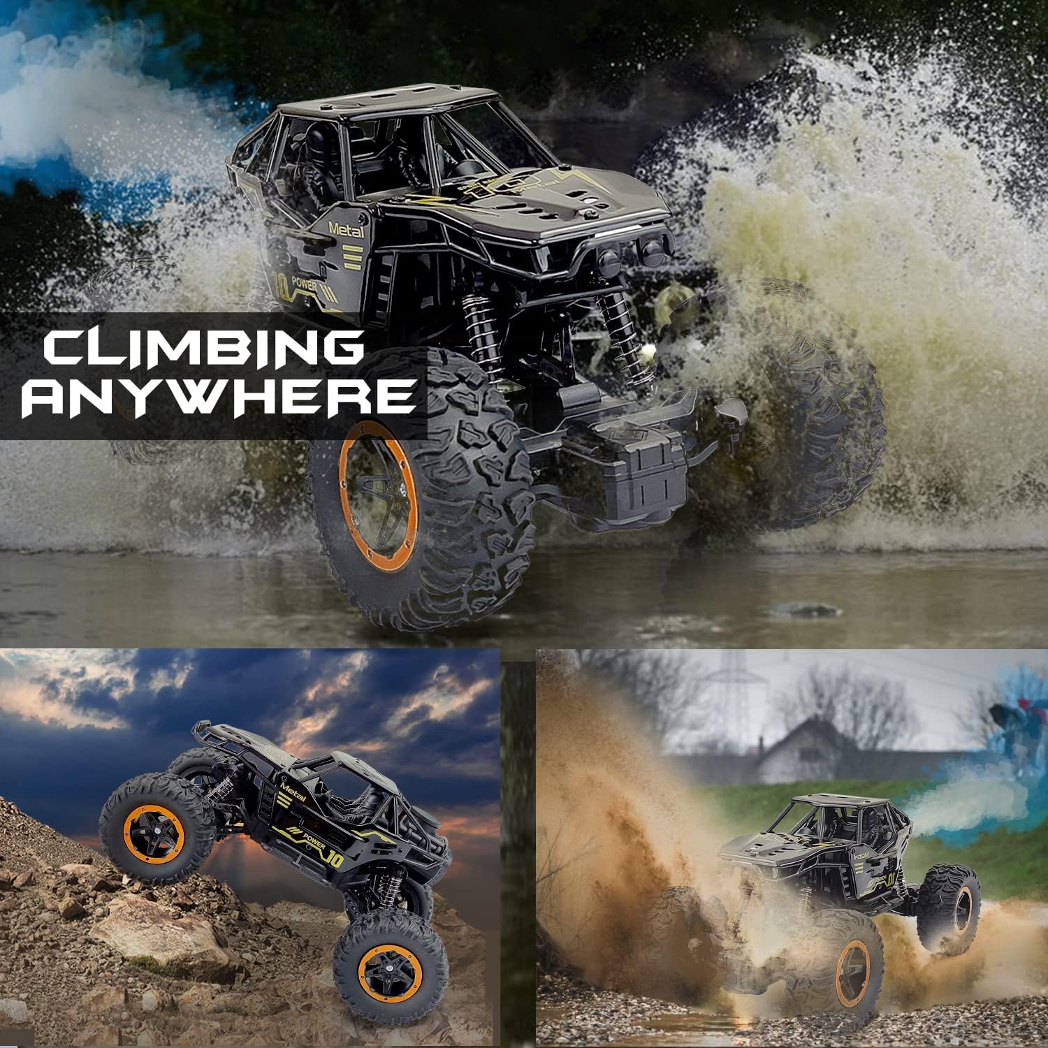 Monster Truck Remote Control Car with Smoke RC Toy for Boys High Speed 1:18 Die-Cast Remote Control Toys For Kids Off-Road Racing Truck