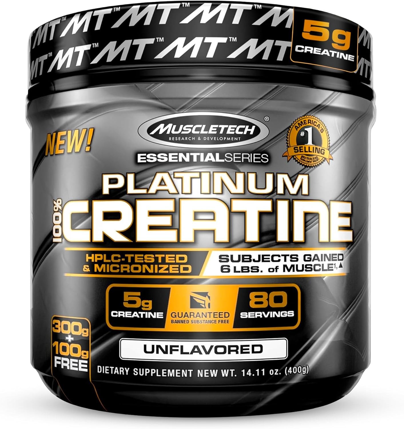 Creatine Monohydrate MuscleTech Platinum Pure Unflavored (80 Servings ...