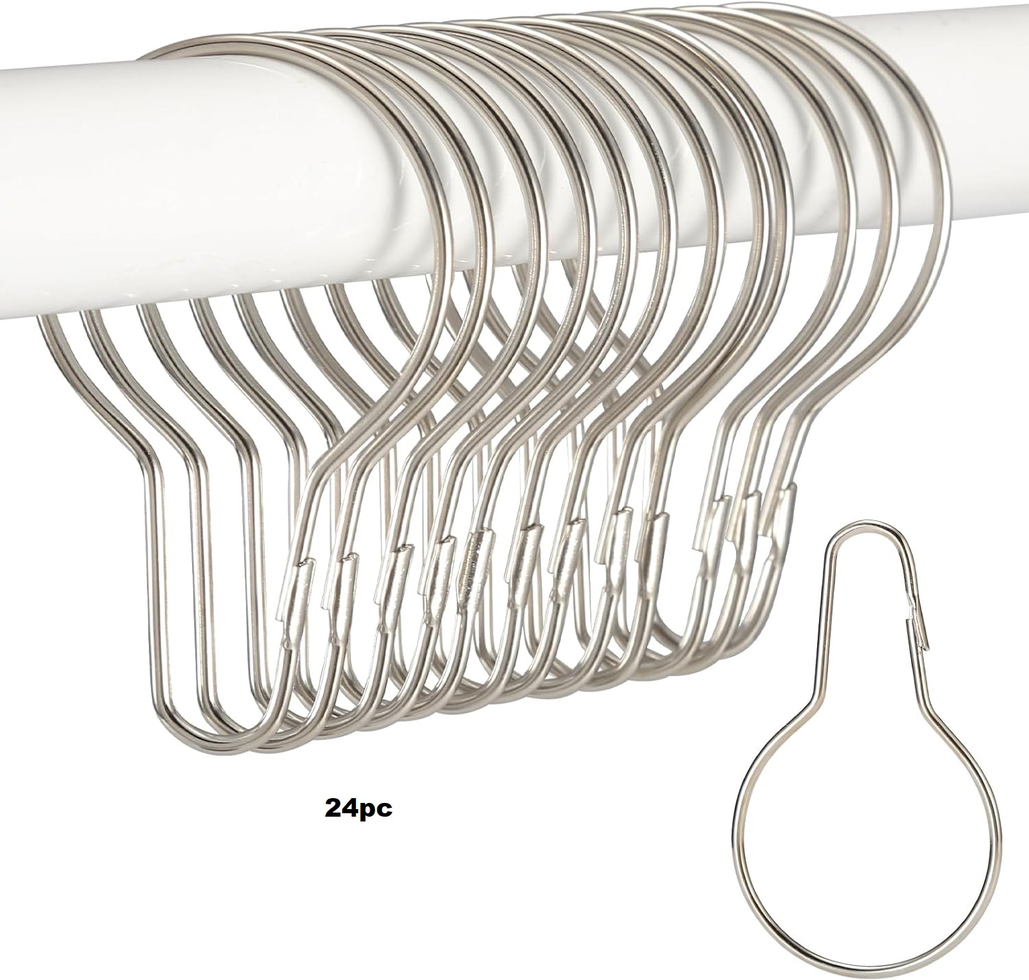 set 12/24/50/100 Shower Curtain Rings Hooks 12 Metal Shower Ring