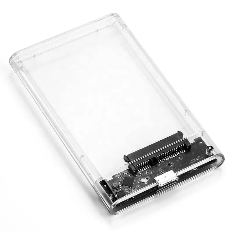 USB 3.0 Portable HDD SSD 2.5" Hard Drive External Case Transparent & Black – 5Gbps High Speed SATA Enclosure For PC Laptop (Only Case)
