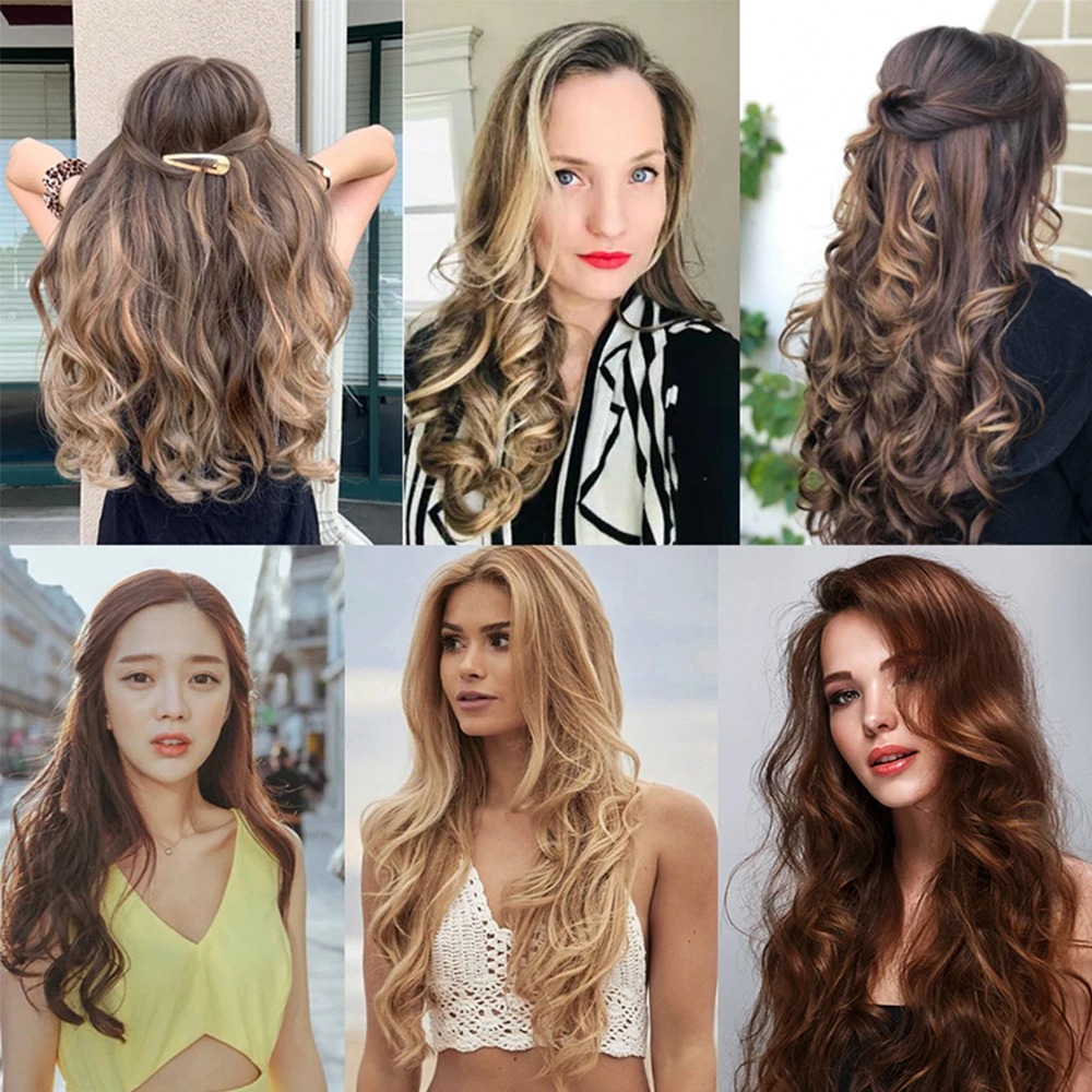 Synthetic Long Wavy Comb Hair Extensions 25 Inch Comb On Hair Extensions For Women