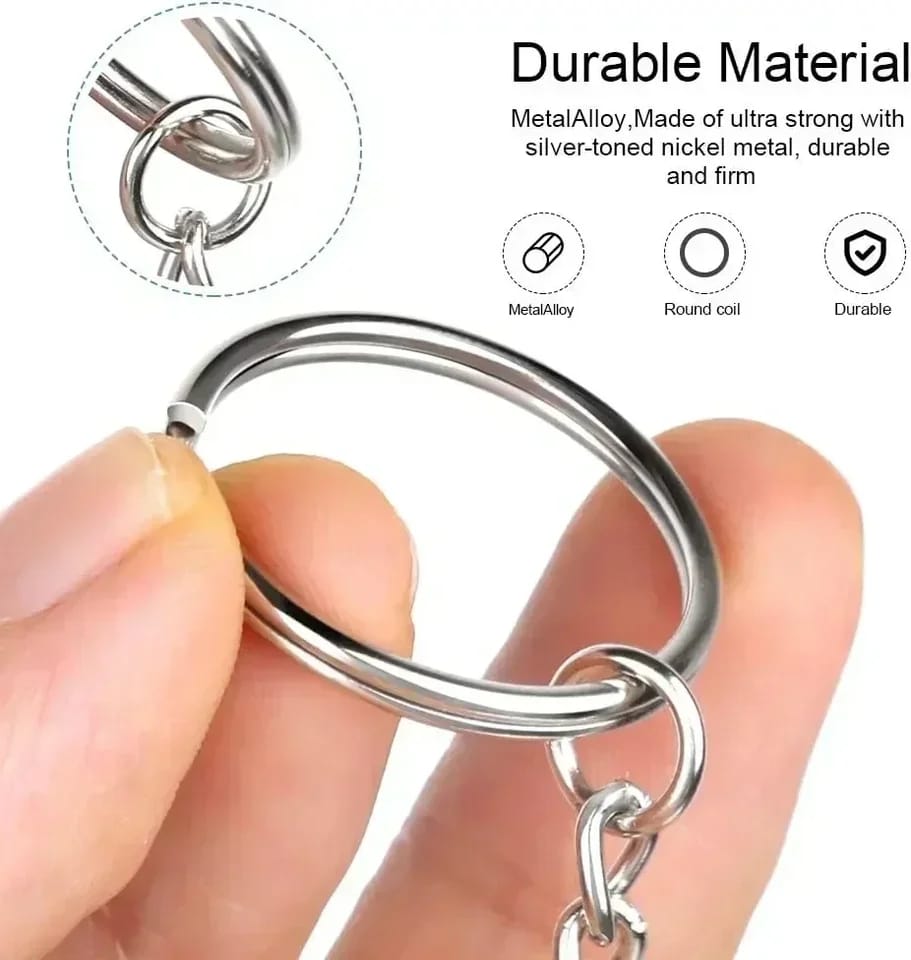 Fine Metal Alloy Key rings Key Chains With Round Split Jump Ring Keyring Keyrings for Keychain Pendants DIY Jewelry Making Accessories
