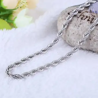 Solid Sterling Silver Italian Rope Chain Necklace for Male/Female