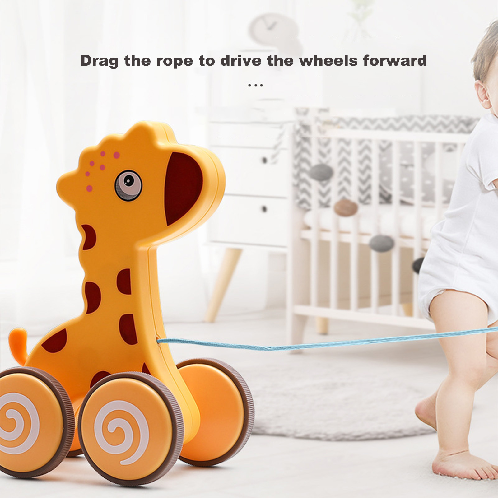 Childrenworld Dragging Push Car Solid Baby Dragging Truck Pull Rope Traction Cartoon Toys