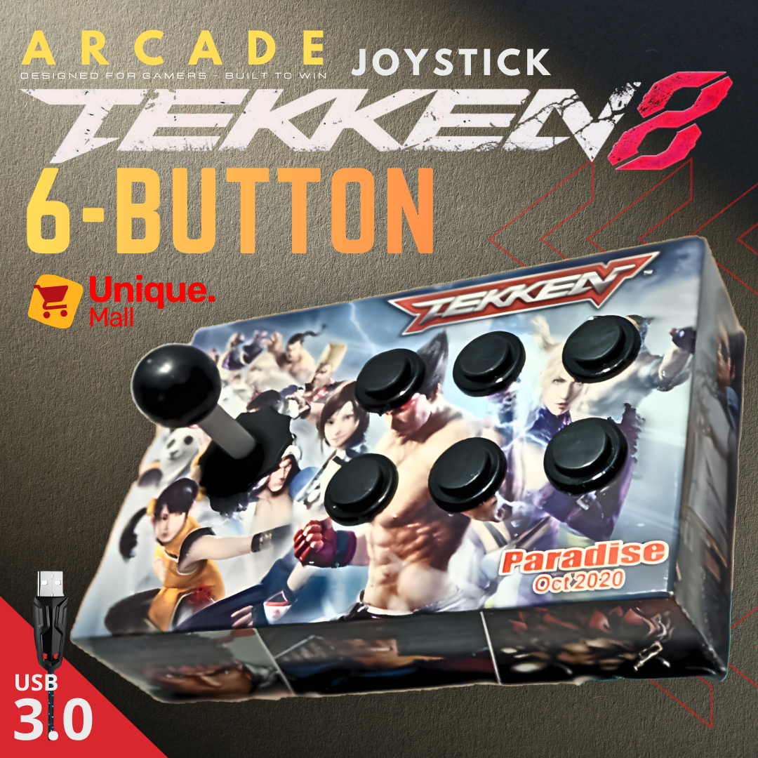 Pro Arcade USB Game Controller Joystick for PC Laptop  4 / 6 Mechanical Buttons  8-Way Direction Control  Compatible with NEOGEO MAME32 KOF Mortal Kombat Tekken 8 Kombat Fighting Games  Ergonomic Grip by Unique Mall
