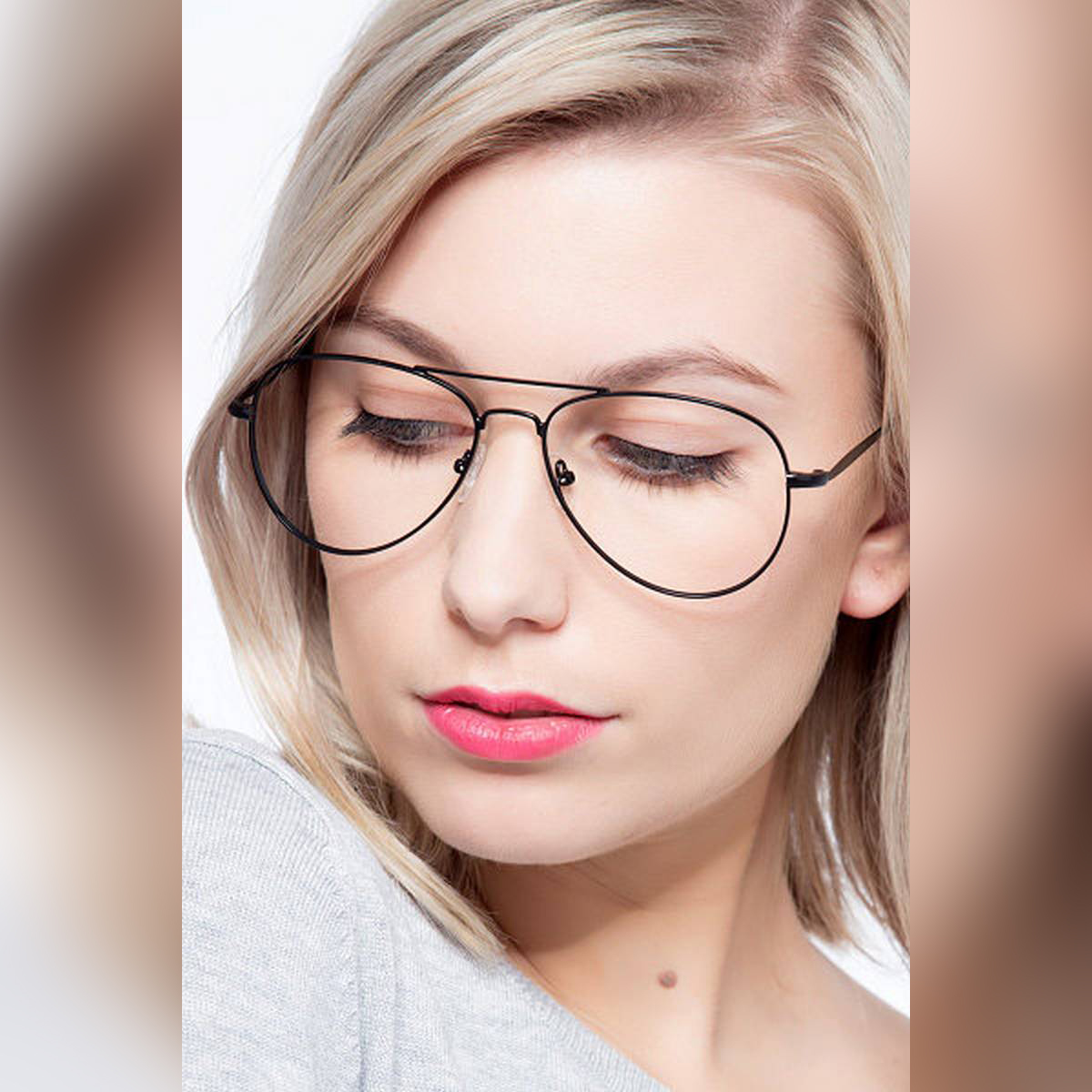 Transparent Black Aviator Glasses For Girls