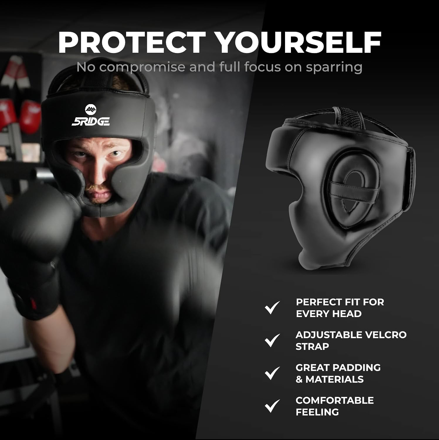 5RIDGE Adjustable Boxing Headgear | Perfect Fit for Boxing, MMA, Muay Thai, Kickboxing & Martial Arts Sparring