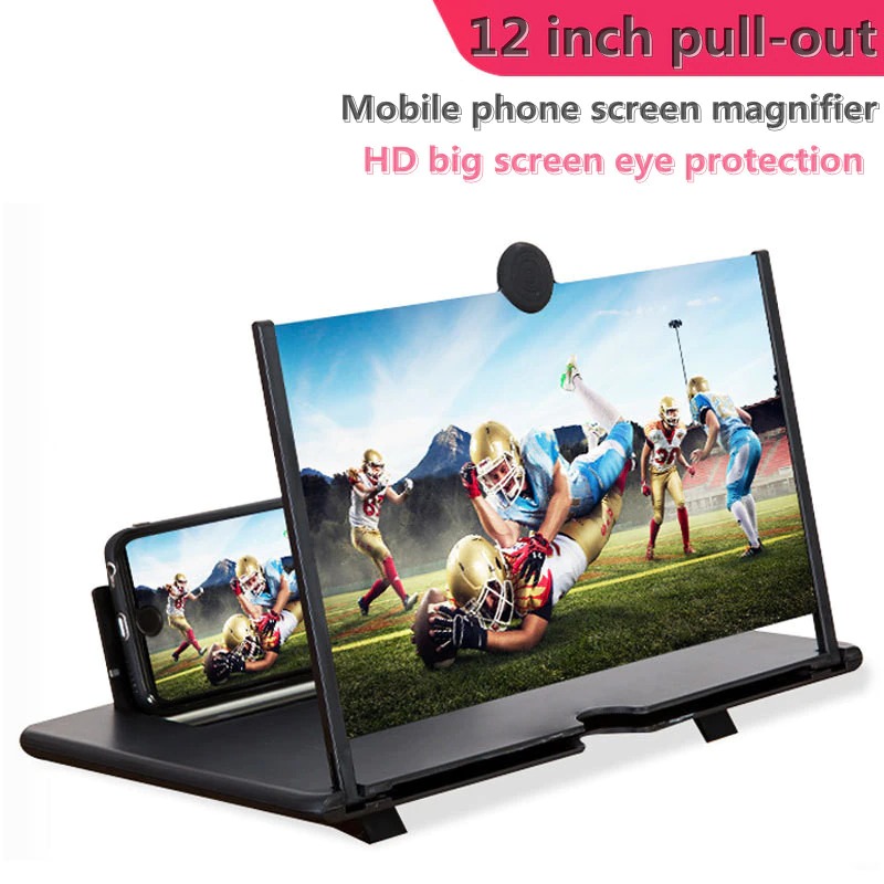 L6 12 Inch Mobile Phone Screen Magnifier with Audio Amplifier, HD Enlarge, Anti-Blue Light, Rechargeable Battery