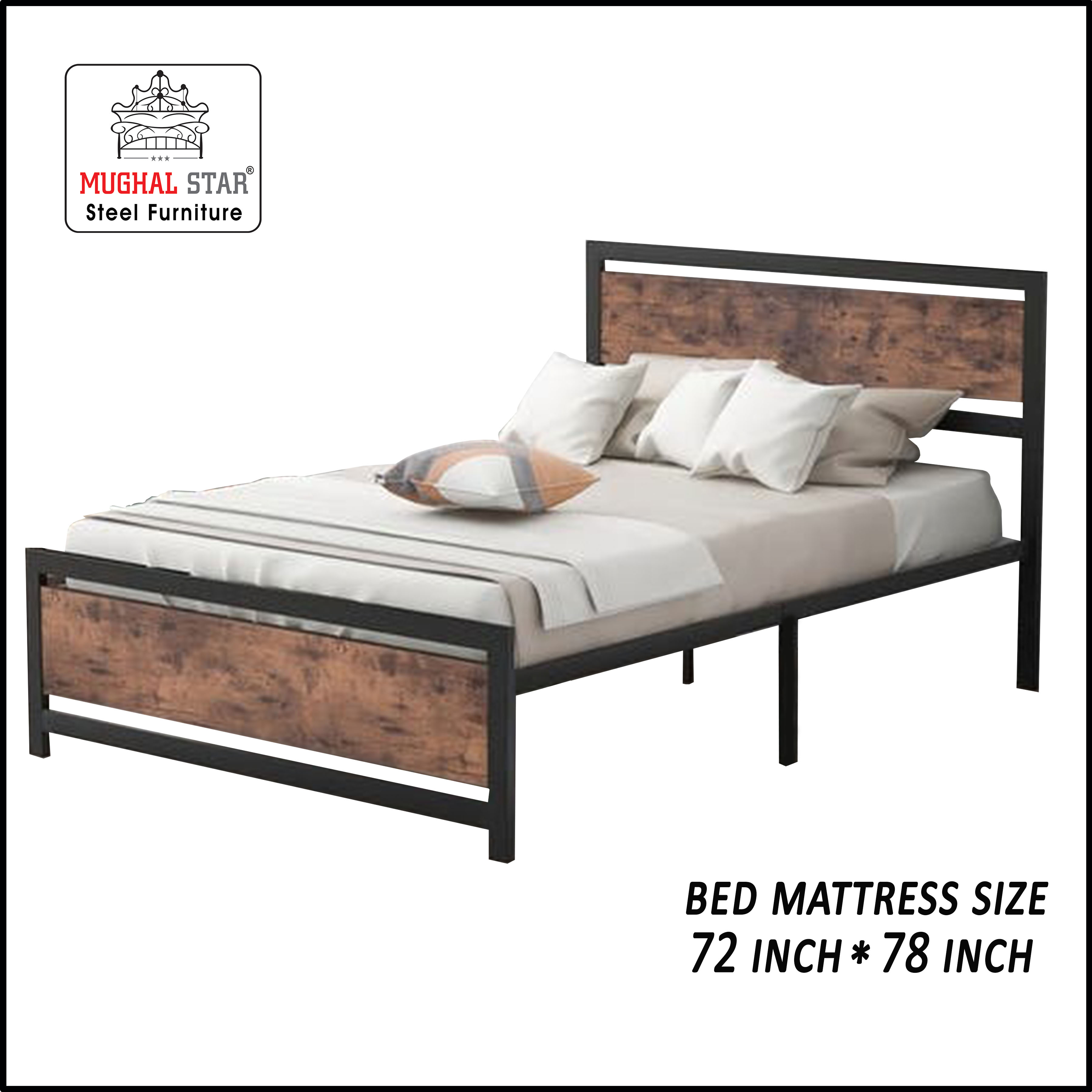 Iron Wood Bed /Iron bed / Metal Bed / Mughal Star Steel Furniture
