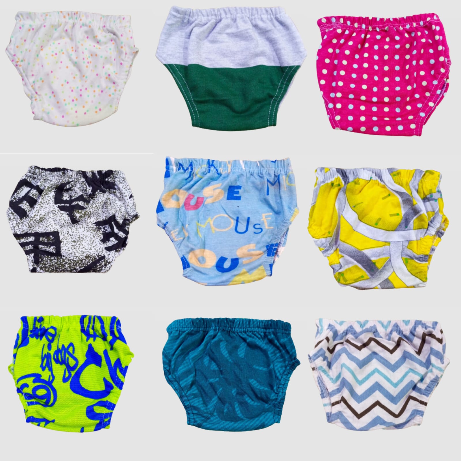 Pack of 12 Baby Panties Cotton Diaper Cover In Multicolors