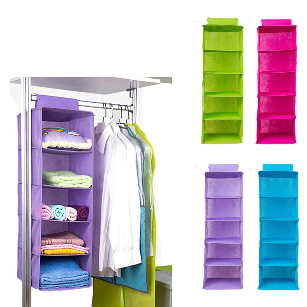 Closet Organizer Hanging Storage Bag Wardrobe Cloth Organizer 5/6 Layers  Shelf Foldable Clothing Storage Rack Shelves