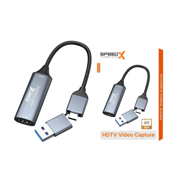 New - SpeedX Type C + USB to HDMI Video Capture Card