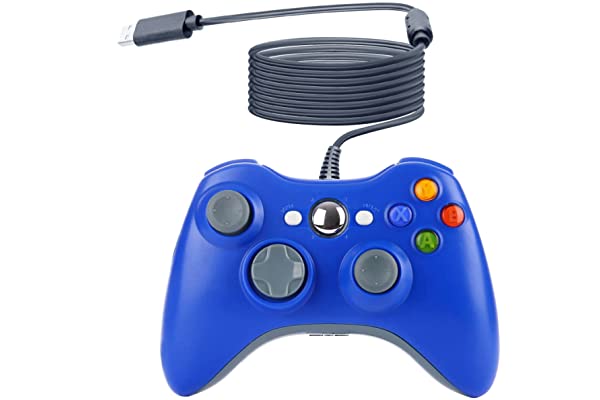 Xbox 360 Controller for Windows & Xbox 360 Console Wired USB Joystick Support PC Laptop [BLUE]