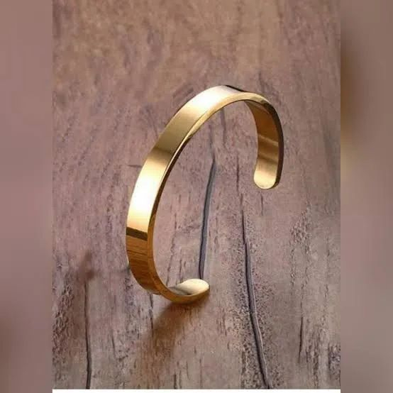 Combo Pack of 3 Golden Stick Bar Locket, Golden Challa & Golden Kara For Men & Boys
