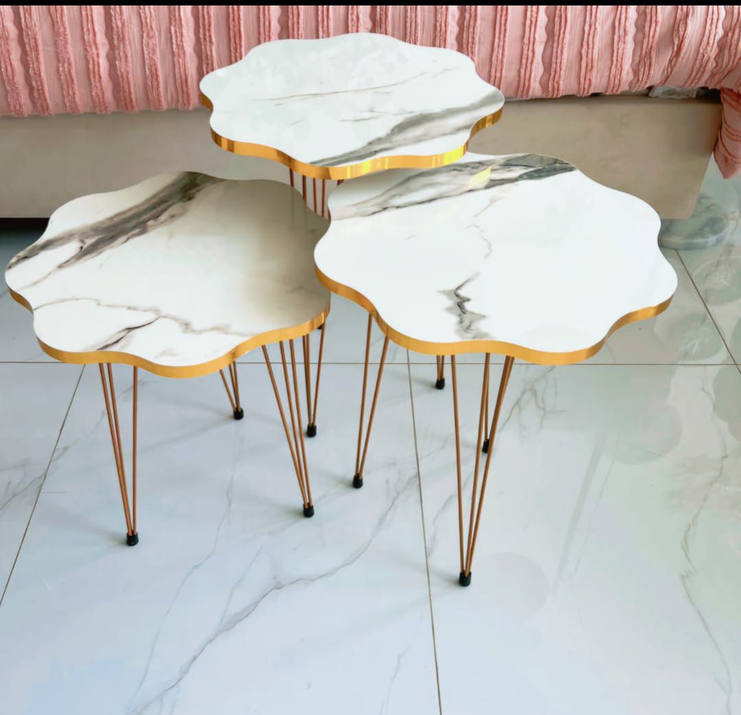 Coffee table/side table/round coffee table/1pc/2pc/set of 3 round coffee table/nesting end table with metal stand for home, living room, bedroom and for office by sabeeha traders