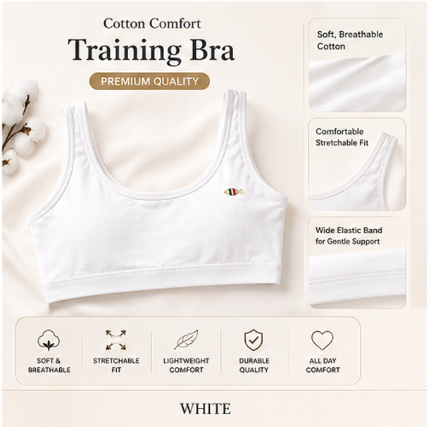 Pack of 6 | 3 | 1 Padded Training Bra for Teenage Girls – Comfortable Cotton Bra Biddies for Girls & Teens | Soft Breathable Stretchable Training Bras for Kids & Young Girls Tank Top Vest Bra